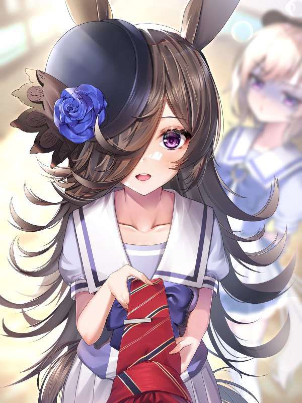 ライス「お兄様のネクタイ、ちょっと曲がってるからライスが直しちゃうね」カレン「………」#ウマ娘　#ライスシャワー　#カレンチャン source