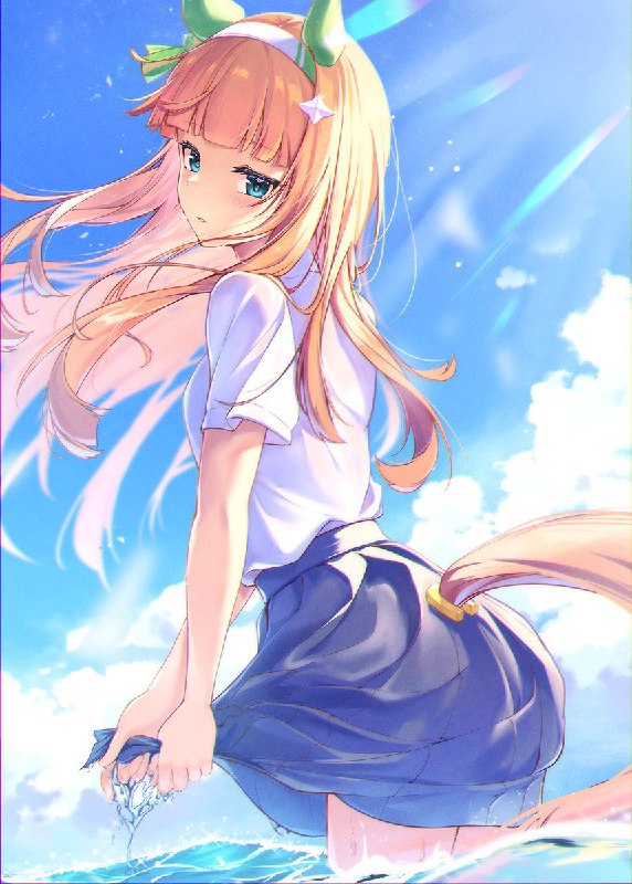 夏ウマ娘のサイレンススズカを描きましたワイシャツとスカートは特別衣装 source