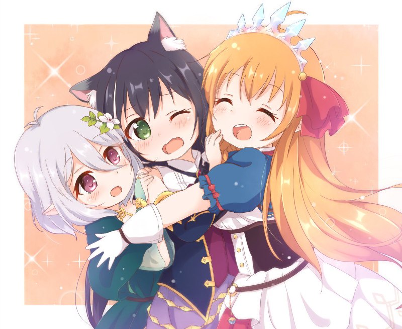 「キャルさま💕」「キャルちゃーん💕」「ああもう、なんなのよ！くっつくなぁっ…！🐈‍⬛」#プリコネR #アニメプリコネR source