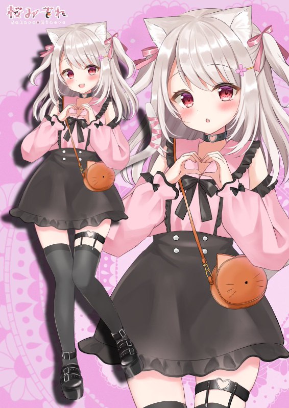 子猫だけど、よろしくね！ハーフツインテとピンクリボン可愛いでしょ🎀✨#自分の立ち絵を貼ってみるとRTといいねが来るらしい source