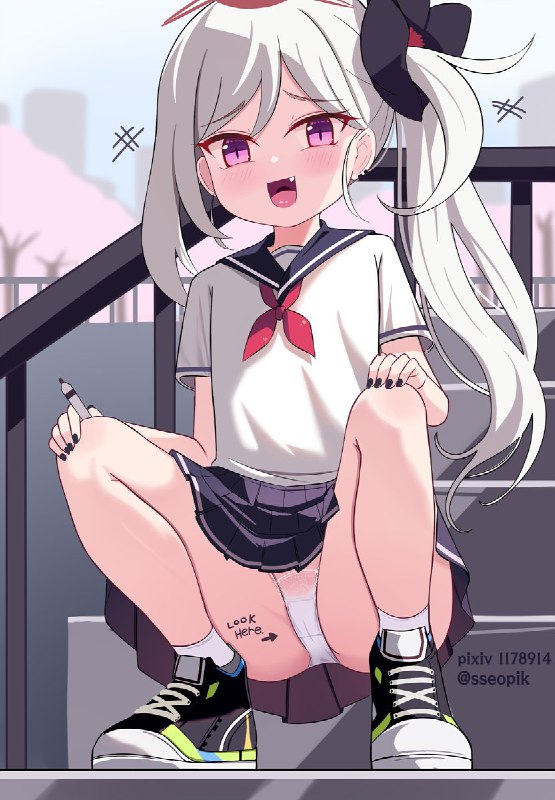 'look here'#浅黄ムツキ #ブルーアーカイブ #ブルアカ source