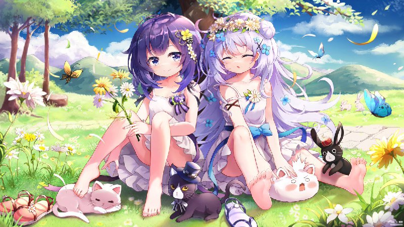 チノフユと花畑描きました～🦋🌼🐱🐱🐱🐰🐰🐰🌼🦋 #ご注文はうさぎですか sourceチノフユと花畑描きました～🦋🌼🐱🐱🐱🐰🐰🐰🌼🦋 #ご注文はうさぎですか source