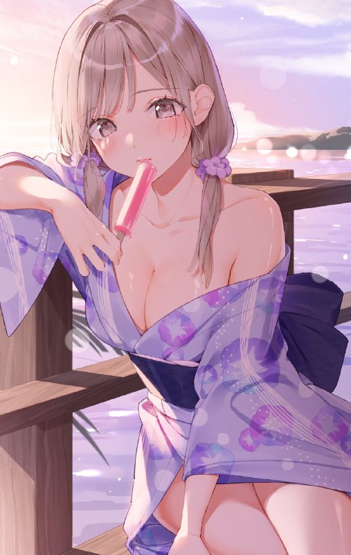 浴衣の彼女と夕涼み