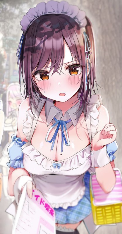 チラシを配っているメイドさん