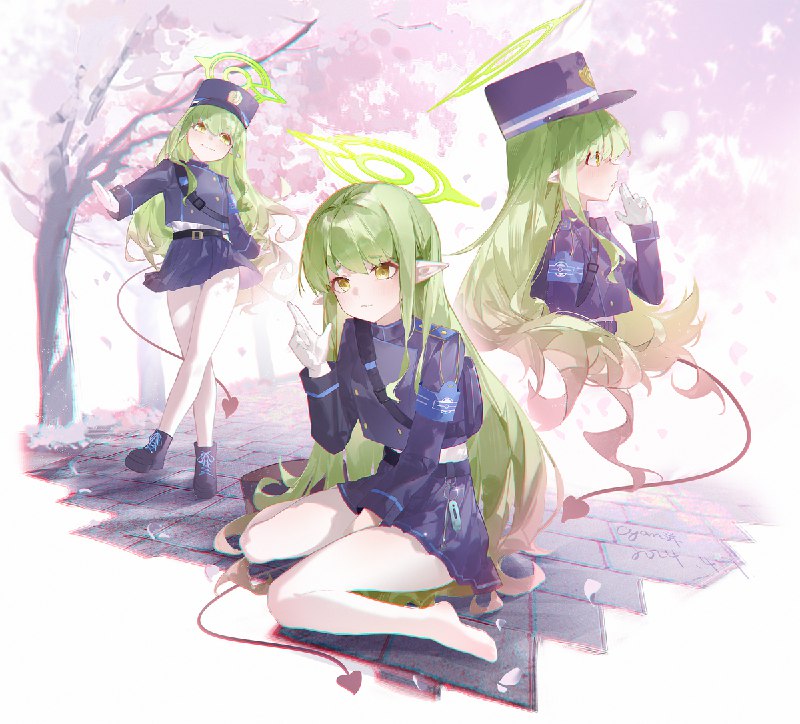 哈密瓜味的小孩~好香~ / id=117636168 / cyan洋 #女の子 #少女 #緑髪 #二次創作にオリジナルタグ #同人 #蔚蓝档案 #白丝 #可爱 #樱花 #pixivSakuraFestival2024