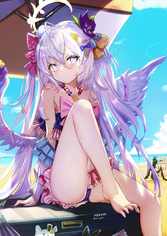 水着アズサ / 猫屋(NEKOYA)#ブルーアーカイブ #白洲アズサ #剣先ツルギ #阿慈谷ヒフミ #ブルーアーカイブ1000users入り #水着 #裸足