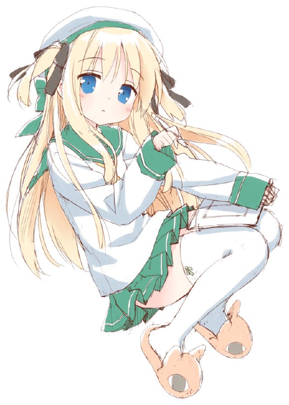 冬コミ本表紙ボツ / かにビーム#オリジナル #ポトフちゃん #エメラルドグリーン #金髪ロング #ツーサイドアップ #白ニーソックス #オーバーニーソックス #オリジナル1000users入り #セーラー服