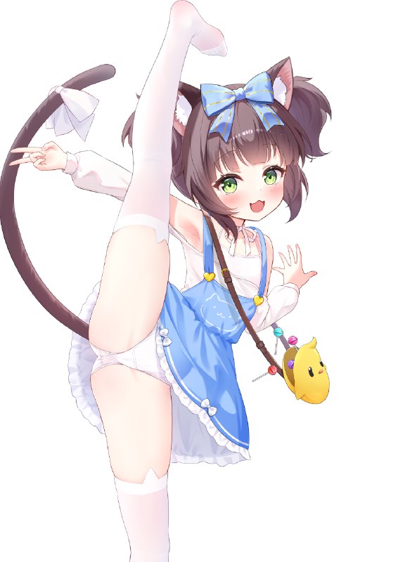 %mid% 睦月酱#アズールレーン #ロリ #白ストッキング #睦月(アズールレーン) #猫耳 #I字バランス #ぱんつ