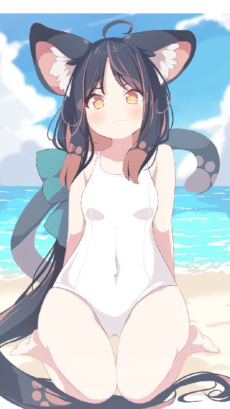 %mid% ねこ#獣耳 #オリジナル #水着 #女の子 #ふともも