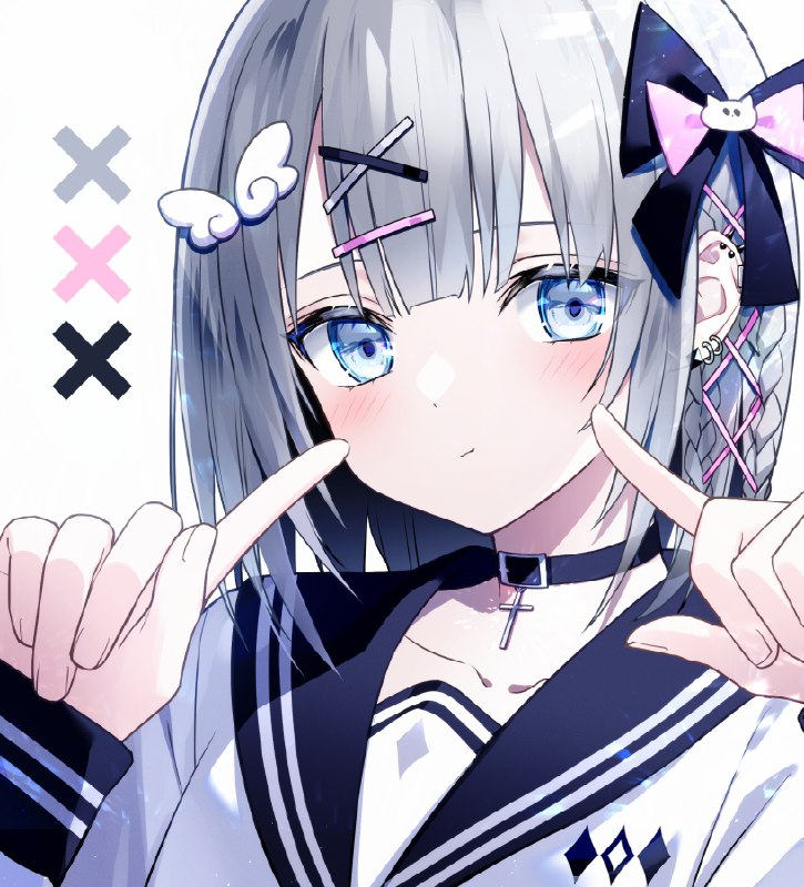 ほっぺ / 和音ハカ#オリジナル #女の子 #ほっぺ #銀髪 #セーラー服 #オリジナル7500users入り