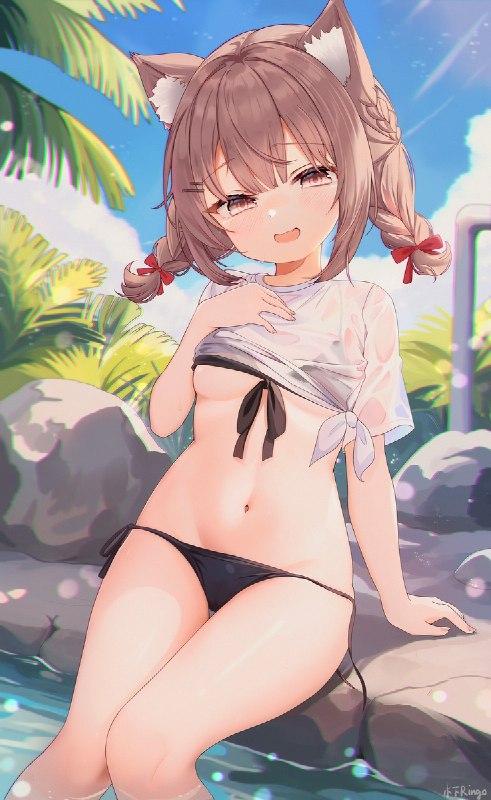 画画oc / id=118649606 / 木下林檎 #ロリ #少女 #水着 #ケモミミ #ビキニ