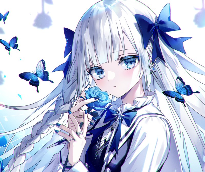  水色のバラ#オリジナル #女の子 #白髪 #銀髪 #ロリータ #ゴスロリ 水色のバラ#オリジナル #女の子 #白髪 #銀髪 #ロリータ #ゴスロリ