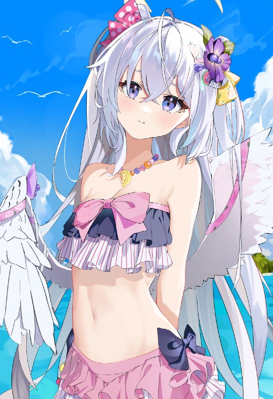  Untitled#ブルーアーカイブ #白洲アズサ #水着 #フレアビキニ #お腹 #ちっぱい #へそ #ビキニ