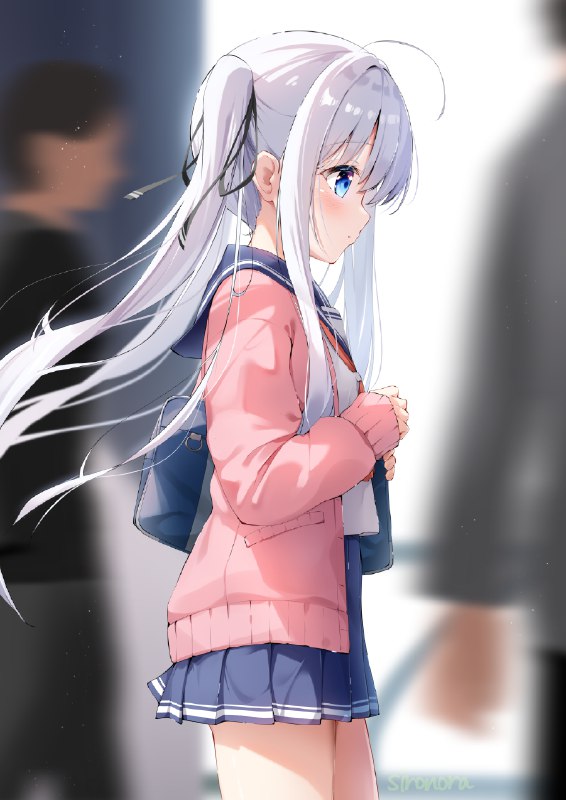 乃亜　登校 / id=119534584 / sironora #オリジナル #ロリ #銀髪 #永井乃亜 #ツインテール #セーラー服