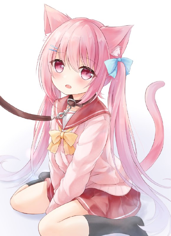  ねこ#女の子 #猫耳 #セーラー服 #ぺたん座り