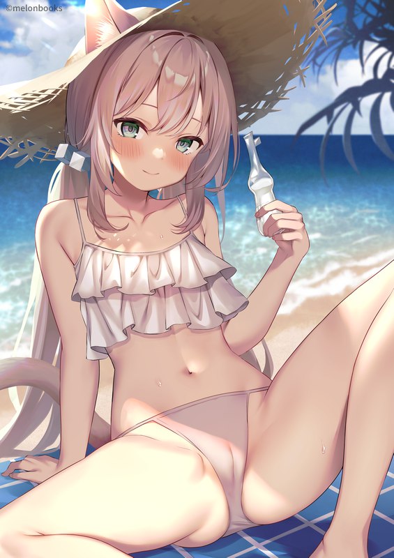  むむちゃん水着#R-18 #水着 #海 #麦わら帽子 #猫耳 #アイス #ロリ むむちゃん水着#R-18 #水着 #海 #麦わら帽子 #猫耳 #アイス #ロリ