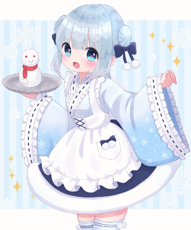 雪×和メイドさん / 猫村ゆゆこ#女の子 #和メイド #メイド #おだんご #冬 #ロリ #ロリィタ #ロリータ