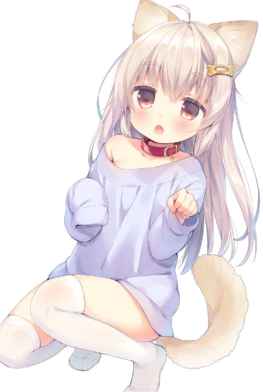 わんっ / うさ城まに#オリジナル #女の子 #犬耳 #白ニーソ #オフショルダー #大きなお友達ホイホイ #はいてない #オリジナル10000users入り