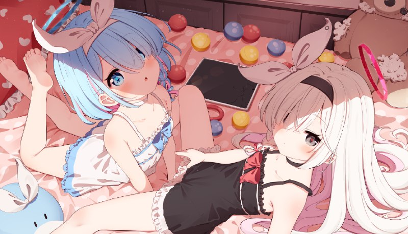  アロナちゃんとプラナちゃん！#女の子 #ロリ #ブルアカ #ブルーアーカイブ #アロナ(ブルーアーカイブ) #プラナ(ブルーアーカイブ) #キャミソールワンピース アロナちゃんとプラナちゃん！#女の子 #ロリ #ブルアカ #ブルーアーカイブ #アロナ(ブルーアーカイブ) #プラナ(ブルーアーカイブ) #キャミソールワンピース