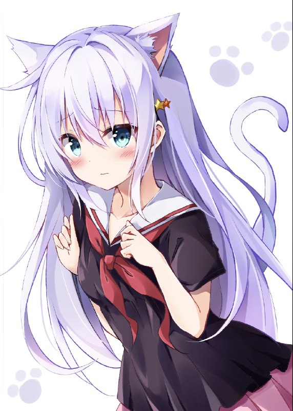 猫耳くのんちゃん / ひゅらさん#オリジナル #星ノ宮くのん #セーラー服 #八の字眉 #猫耳 #ケモしっぽ #ねこしっぽ #オリジナル10000users入り