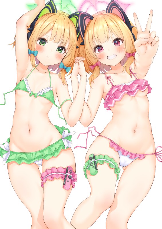 ゲーム部 / メリサン#ブルーアーカイブ #才羽モモイ #才羽ミドリ #双子 #才羽姉妹 #剥ぎ取りたいパンツ(水着) #腋 #ビキニ #ブルーアーカイブ5000users入り #極上の尻