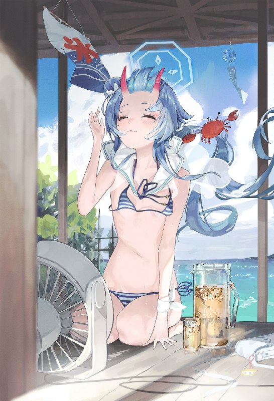  『和楽チセver. 水着』#ブルアカ #和楽チ #お腹 #マイクロビキニ #和楽チセ #ちっぱい #おへそ #ブルーアーカイブ
