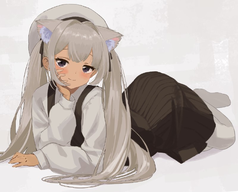 めすがきムーブシロヌコ / id=116564068 / ヌコン #オリジナル #女の子 #ケモミミ #けもみみ #ロングヘアー #白髪