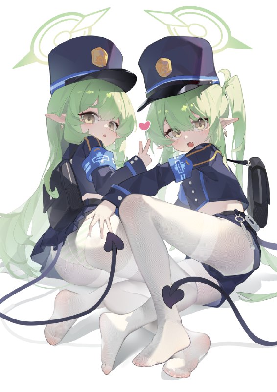  双子#女の子 #少女 #白丝 #蔚蓝档案 #萝莉 #ロリ #ブルーアーカイブ #ハイランダー鉄道学園 #タイツ越しのパンツ