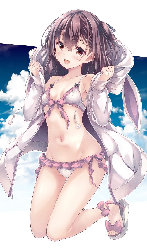 夏！ #女の子 #水着 #パーカー #サイドアップ #おへそ #おなか #しゅきぃ…… 