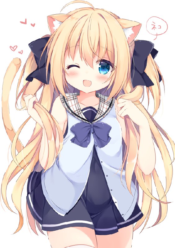 ねこ / 九条だんぼ#オリジナル #猫耳 #セーラー服 #ワンピース服 #ウィンク #ノースリーブワンピース #女の子 #オリジナル10000users入り