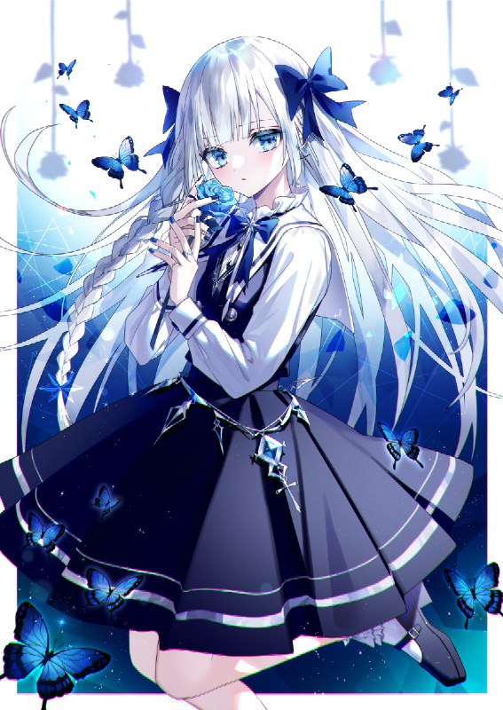  水色のバラ#オリジナル #女の子 #白髪 #銀髪 #ロリータ #ゴスロリ 水色のバラ#オリジナル #女の子 #白髪 #銀髪 #ロリータ #ゴスロリ