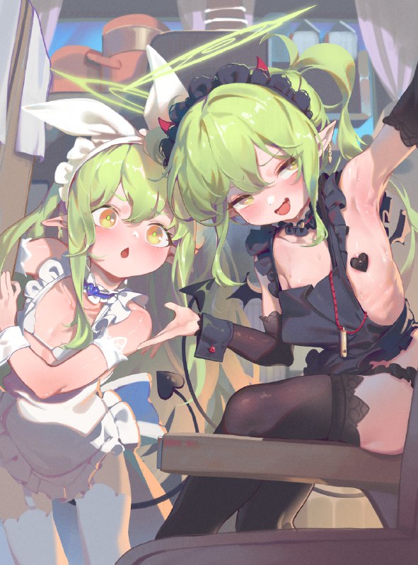 hIKArI&nOZOMi!!!!!!!! / id=118824488 / VillainChin #ブルーアーカイブ #シュポガキ #橘ヒカリ #橘ノゾミ #エプロン #コスプレ