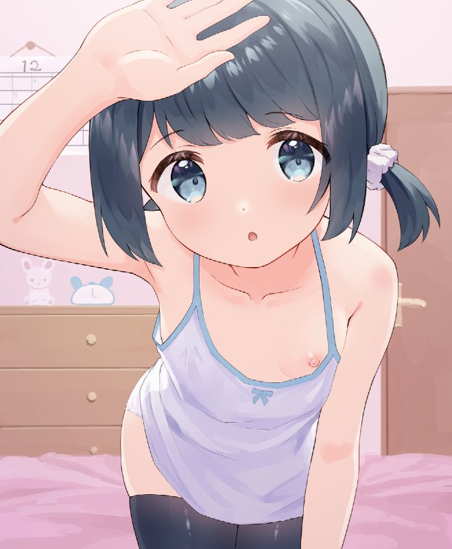 #NSFW 「かお、赤いよ？おねつあるの？」 / 巻貝＠FANBOXやってます#R-18 #オリジナル #ロリ #パンツ #胸チラ #乳首