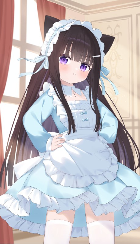 %mid% 早安女仆#女の子 #オリジナル #猫耳娘 #猫耳 #看板娘 #兽耳 #白ニーソ