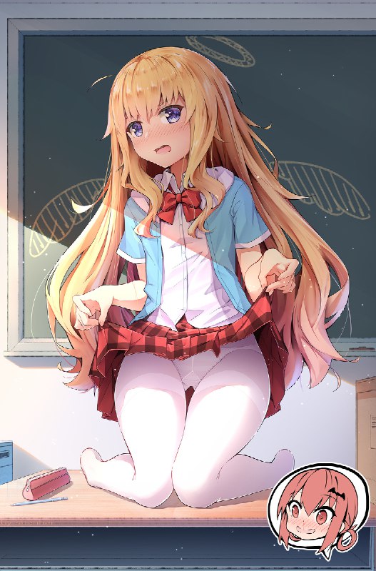 大悪魔に自分のパンツを見せてやる駄天使 / 深海#ガヴリールドロップアウト #天真=ガヴリール=ホワイト #白タイツ #たくしあげ #ダイヤマチ #パンスト越しのパンツ #白パンスト #ガヴリールドロップアウト10000users入り #ぱんつ