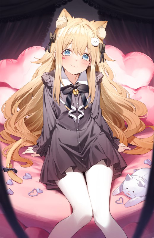 うちのこ / にゅむ#オリジナル #女の子 #白タイツ #猫耳 #ワンピース服 #金髪ロング #オリジナル10000users入り