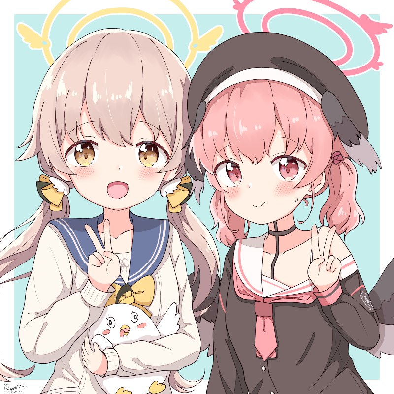 ヒフコハ はいチーズ！ / らむた#ブルーアーカイブ #ブルアカ #下江コハル #阿慈谷ヒフミ #ヒフコハ #セーラー服 #補習授業部