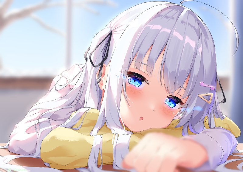 2022書き初め / sironora#オリジナル #女の子 #ロリ #ツインテール #銀髪 #書初め2022