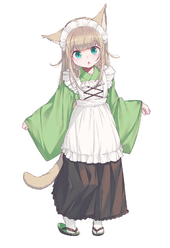 和風メイド服きなこ描いたよ👘🐈🐾#うちのねこが女の子でかわいい