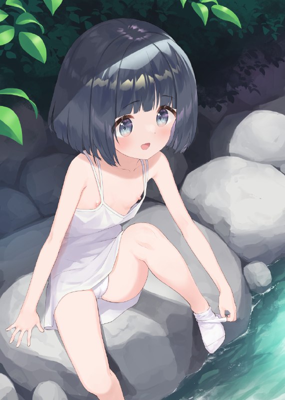  かがんだら色々見えちゃった#R-18 #オリジナル #ロリ #パンツ #パンチラ #胸チラ #白ワンピ #牧野夢芽