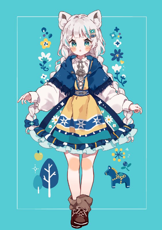 vannfarge💠 | なぽ#なぽ #pixiv #オリジナル #創作 #女の子 #ケモミミ #けもみみ #三つ編み #白髪 #ibisPaint