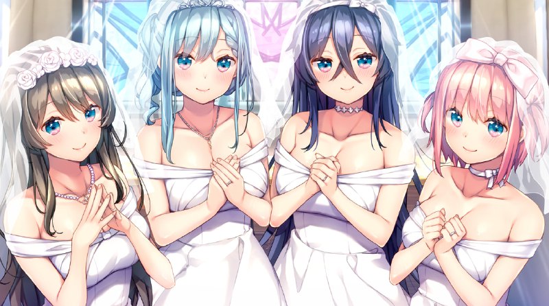 白诘戒指~四等分的花嫁 全是我的~-白詰指輪 ～四つ娘の花嫁　俺、全員選びました～女主角是四姐妹! 剧本只有一条全员同时攻略的后宫路线! 可享受从同居到结婚的全部过程!本想大声斥责怎么这么像五等分的，但他告诉我是后宫一本道？爱了爱了品牌