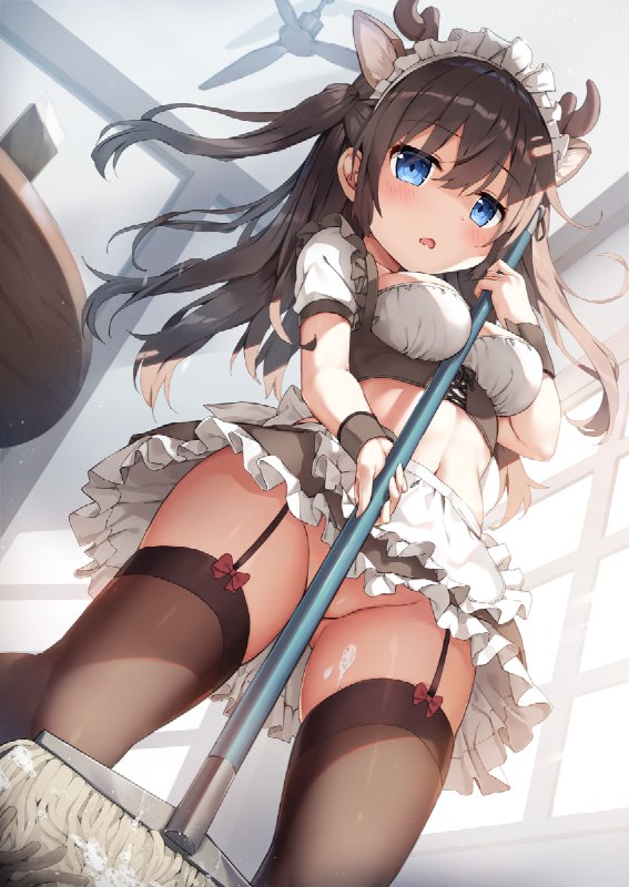 84526827(14340273_エゾシカ)_おそうじメイド_[女仆#真空#女孩子#吊袜带#低角度#没穿内裤#关键部位遮挡#原创7500收藏]