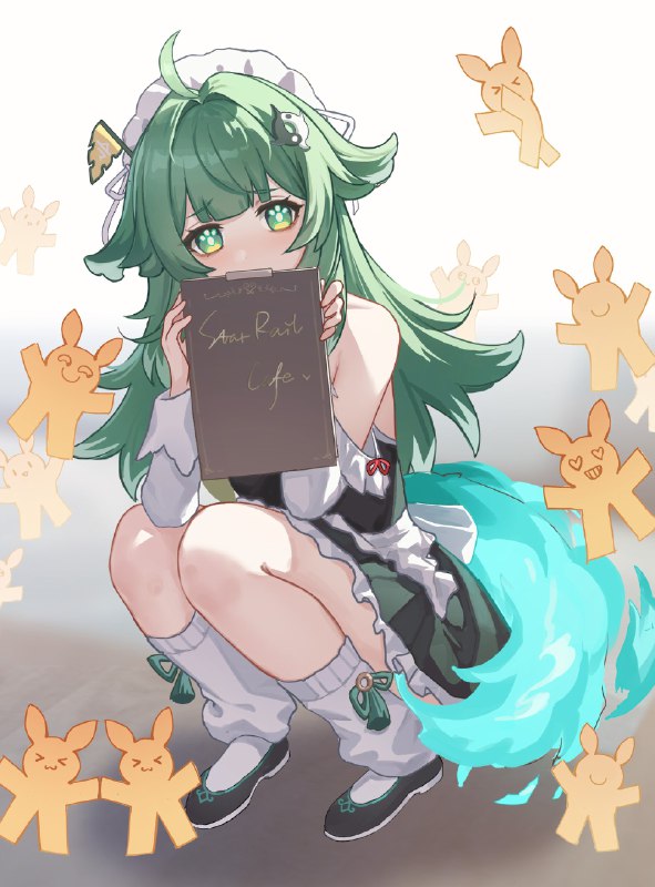 不情不愿的小女仆藿藿，蹲着更像抹茶奶油小蛋糕了