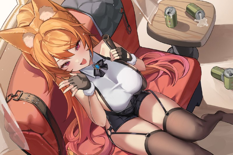 #animal_ears #artist_revision #mendou_kusai #no_bra #stockings #thighhighs