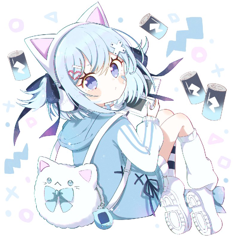 邪魔しないでっ！ | 青羽 星乃#青羽 #pixiv #オリジナル #創作 #女の子 #平成レトロ #ゲーム #ハーフツインテール #猫耳